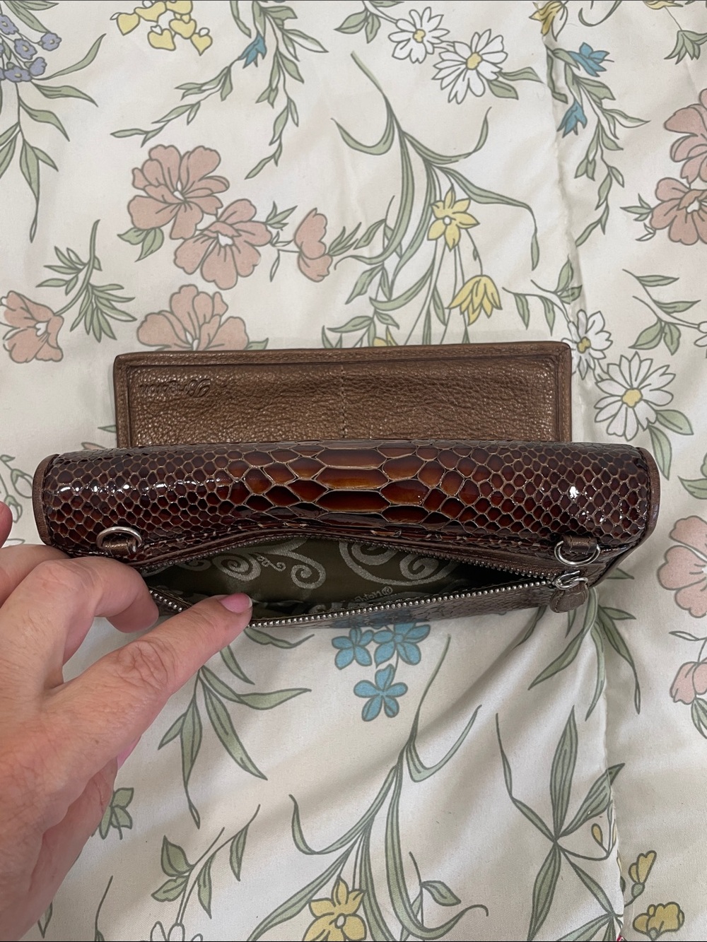 Brighton Brown Faux-Snakeskin Shoulder Bag with Matching Wallet - Picture 16 of 16
